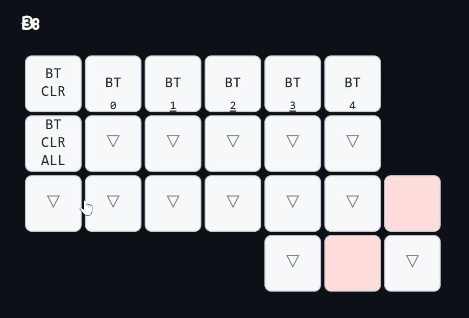 BT0からBT4、BT CLR、BT CLR ALLを配置したBluetoothレイヤー